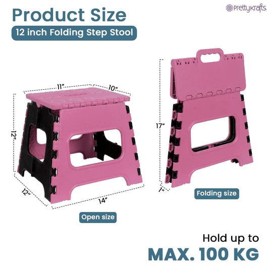 12 Inches Super Strong Folding Step Stool for Adults and Kids, Kitchen Stepping Stools, Garden Step Stool Kitchen Stool