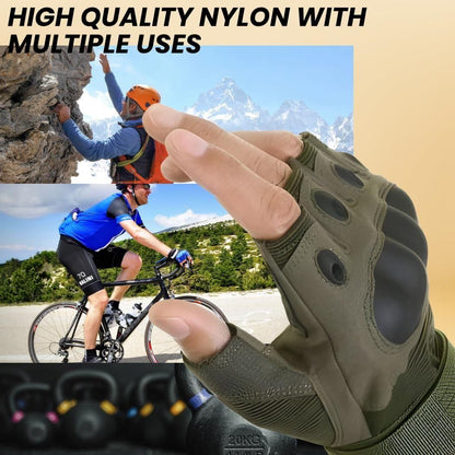 Non-Slip Half Finger Rubber Knuckle Motorcycle Gloves